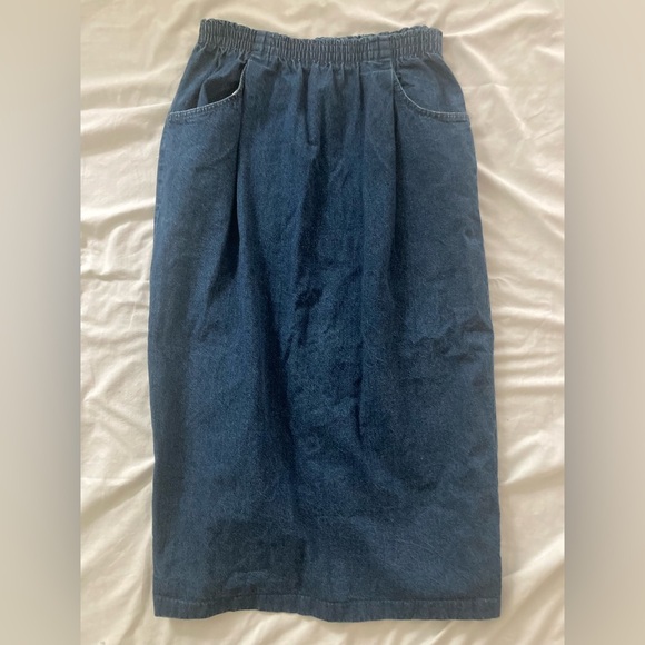 Vintage 1980s Levi's Blue Denim Midi Skirt Size 14 - Picture 3 of 8